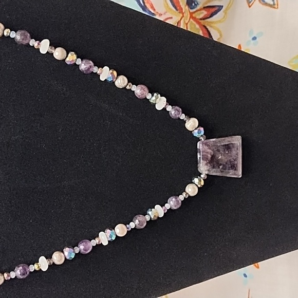 Beaded handmade Amethyst necklace - Picture 2 of 5